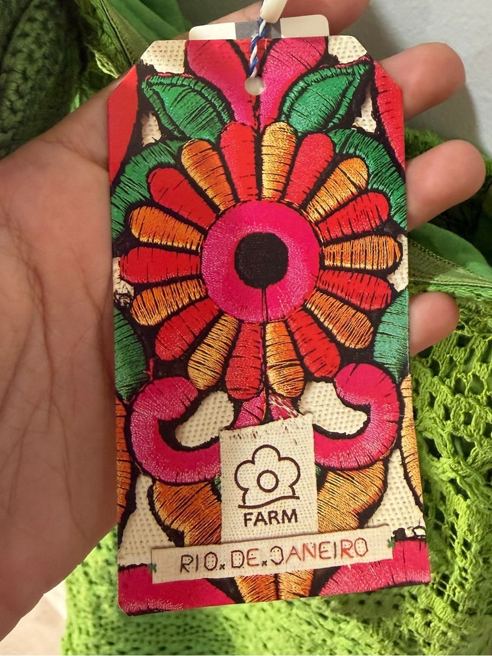 Farm Rio for Anthropologie Green Crochet Floral Halter Mini Dress Size M NWT - Picture 6 of 15